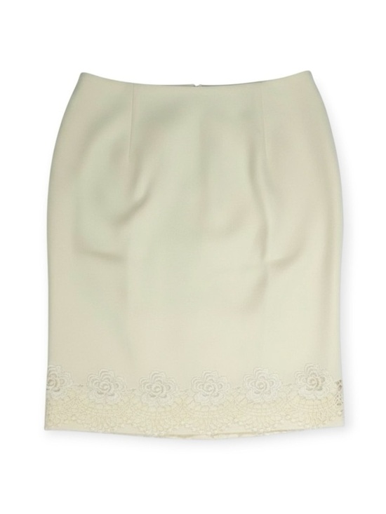 Valentino Dresses & Skirts - Valentino 𑁍 Rose Lace Wool Pencil Back Slit Knee Length Skirt 𑁍 Winter White 4